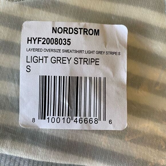 Cali Be Womens Gray Long Sleeve Striped Layered Oversized Sweatshirt Small NWT - Picture 8 of 8